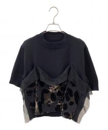 sacai（サカイ）の古着「レオパードドッキングニット」｜ブラック