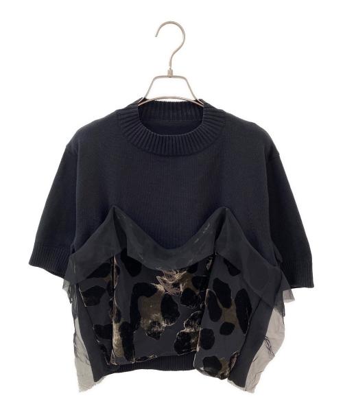 sacai（サカイ）sacai (サカイ) レオパードドッキングニット ブラック サイズ:1の古着・服飾アイテム