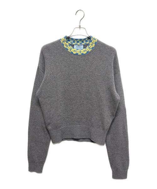 PRADA（プラダ）PRADA (プラダ) カシミヤ混ニット P24M1T S212 10DA グレー SIZE 44 グレー サイズ:44の古着・服飾アイテム