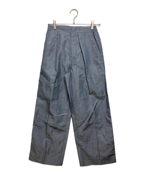 DRAWER（ドゥロワー）DRAWER (ドゥロワー) シルクリネン バックギャザー タックパンツ ライトブルー サイズ:34の古着・服飾アイテム