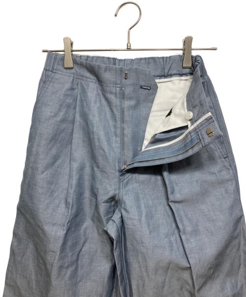 DRAWER（ドゥロワー）DRAWER (ドゥロワー) シルクリネン バックギャザー タックパンツ ライトブルー サイズ:34の古着・服飾アイテム