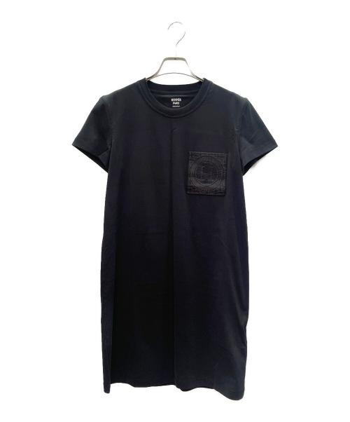HERMES（エルメス）HERMES (エルメス) H-Mosaic Embroidered Pocket Dress Hモザイク 刺繍ポケット ワンピース/3H4508DL ブラック サイズ:36の古着・服飾アイテム