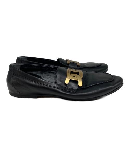 TOD'S（トッズ）TOD'S (トッズ) メタルチェーン フラットシューズ ブラック サイズ:361／2の古着・服飾アイテム