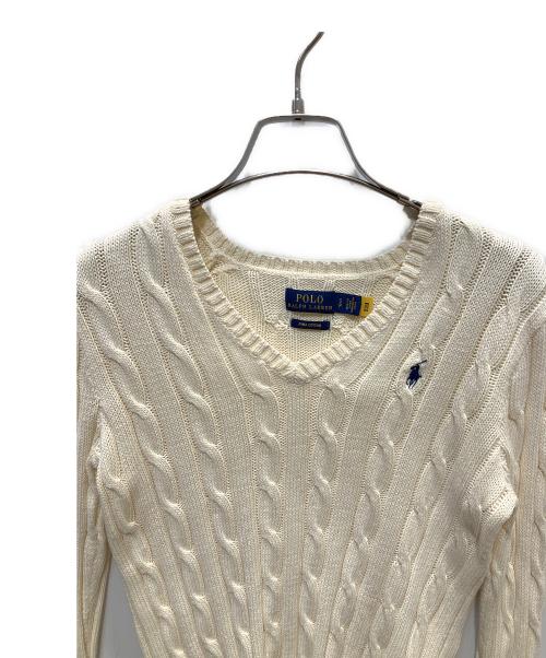 POLO RALPH LAUREN（ポロ・ラルフローレン）POLO RALPH LAUREN (ポロ・ラルフローレン) Vネックニット アイボリー サイズ:spの古着・服飾アイテム