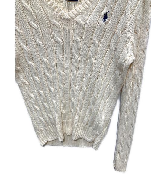 POLO RALPH LAUREN（ポロ・ラルフローレン）POLO RALPH LAUREN (ポロ・ラルフローレン) Vネックニット アイボリー サイズ:spの古着・服飾アイテム