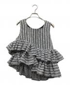 Deci Coutureデシクチュール）の古着「Fancy Tweed Frill Top」｜ホワイト×ブラック