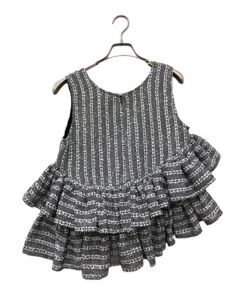 Deci Couture（デシクチュール）Deci Couture (デシクチュール) Fancy Tweed Frill Top ホワイト×ブラック サイズ:Fの古着・服飾アイテム