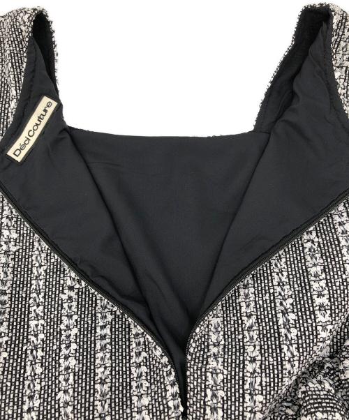 Deci Couture（デシクチュール）Deci Couture (デシクチュール) Fancy Tweed Frill Top ホワイト×ブラック サイズ:Fの古着・服飾アイテム