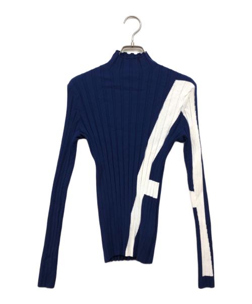 EMPORIO ARMANI（エンポリオ アルマーニ）EMPORIO ARMANI (エンポリオ アルマーニ) リブニット ブルー サイズ:42の古着・服飾アイテム