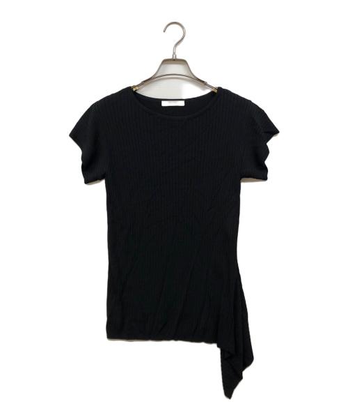 MaxMara（マックスマーラ）MaxMara (マックスマーラ) アシンメトリーショートスリーブリブニット ブラック サイズ:Sの古着・服飾アイテム