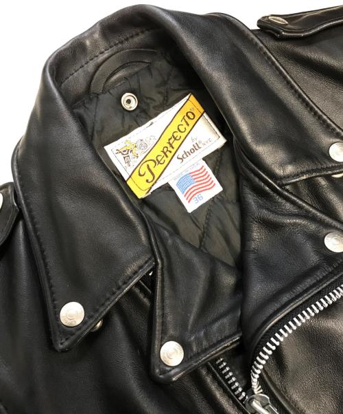 Schott PERFECTO（ショット パーフェクト）Schott PERFECTO (ショット パーフェクト) 618ダブルライダースジャケット ブラック サイズ:SIZE 36の古着・服飾アイテム