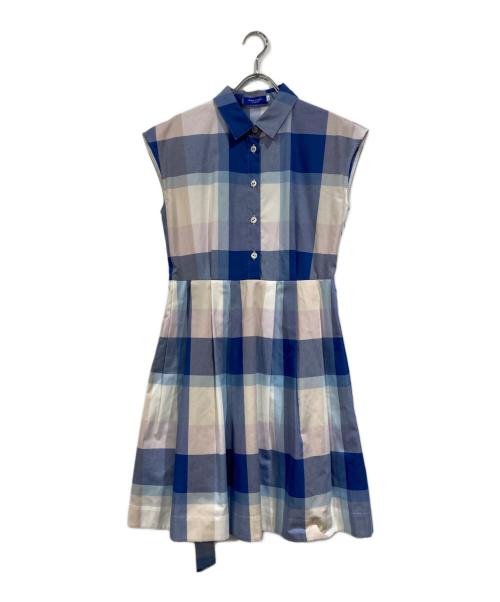 BLUE LABEL CRESTBRIDGE（ブルーレーベルクレストブリッジ）BLUE LABEL CRESTBRIDGE (ブルーレーベルクレストブリッジ) クレストブリッジチェックシャツワンピース ブルー サイズ:38の古着・服飾アイテム