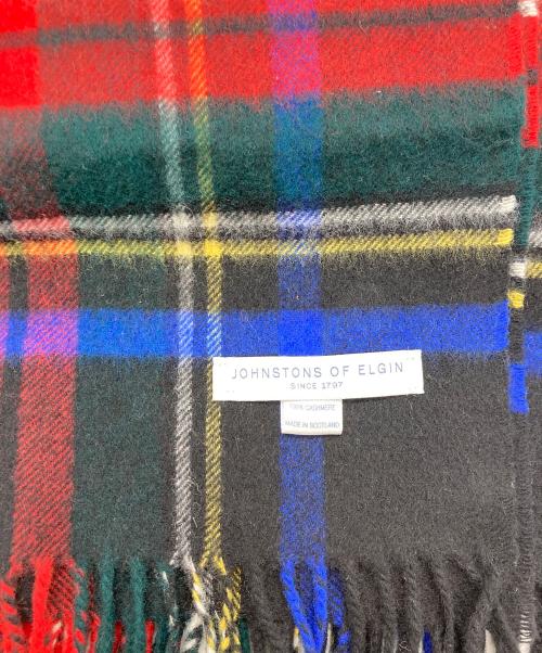 JOHNSTONS OF ELGIN（ジョンストンズ オブ エルガン）JOHNSTONS OF ELGIN (ジョンストンズ オブ エルガン) チェックカシミヤ大判ストール ブラックの古着・服飾アイテム
