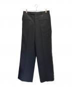 JOHN LAWRENCE SULLIVANジョン ローレンス サリバン）の古着「WOOL BARATHEA FRONT POCKET WIDE TROUSERS」｜ブラック