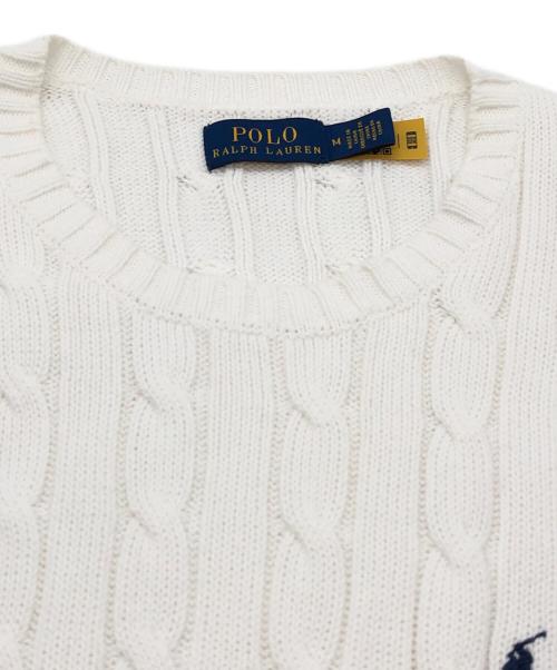 POLO RALPH LAUREN（ポロ・ラルフローレン）POLO RALPH LAUREN (ポロ・ラルフローレン) 半袖ケーブルニット ホワイト サイズ:SIZE Mの古着・服飾アイテム