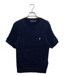 POLO RALPH LAUREN（ポロ・ラルフローレン）の古着「半袖ケーブルニット」｜ネイビー