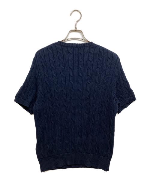 POLO RALPH LAUREN（ポロ・ラルフローレン）POLO RALPH LAUREN (ポロ・ラルフローレン) 半袖ケーブルニット ネイビー サイズ:XLの古着・服飾アイテム
