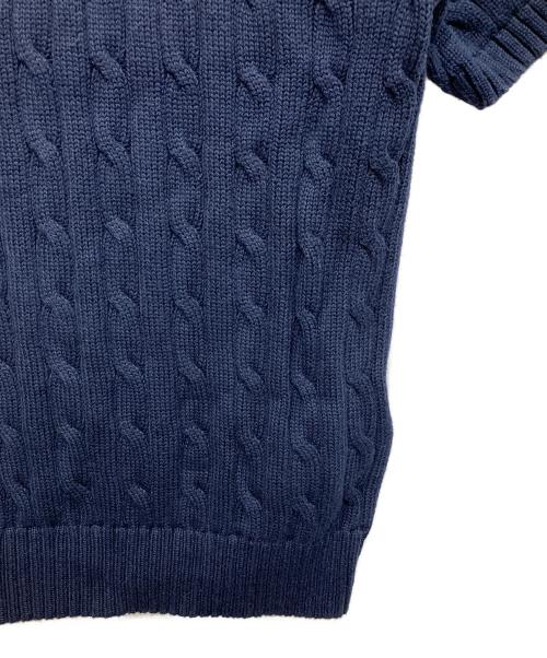 POLO RALPH LAUREN（ポロ・ラルフローレン）POLO RALPH LAUREN (ポロ・ラルフローレン) 半袖ケーブルニット ネイビー サイズ:XLの古着・服飾アイテム