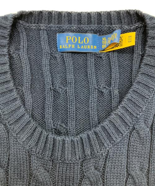 POLO RALPH LAUREN（ポロ・ラルフローレン）POLO RALPH LAUREN (ポロ・ラルフローレン) 半袖ケーブルニット ネイビー サイズ:XLの古着・服飾アイテム