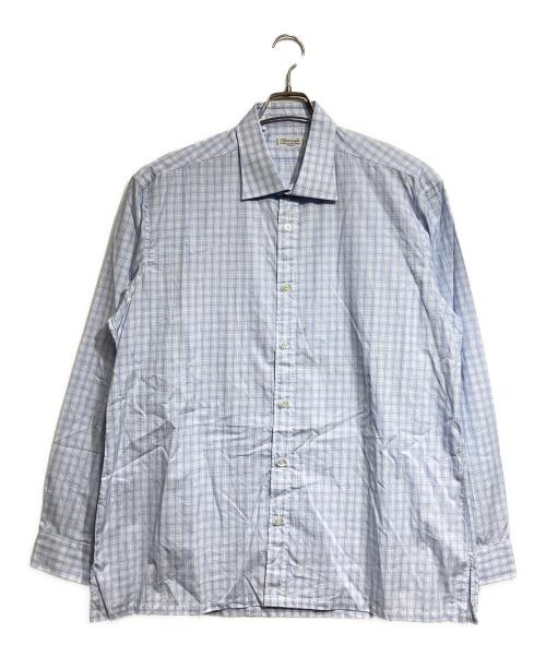 Charvet（シャルベ）Charvet (シャルベ) チェックシャツ/Check Shirt ブルー×ホワイト サイズ:XL (17・1/2)の古着・服飾アイテム