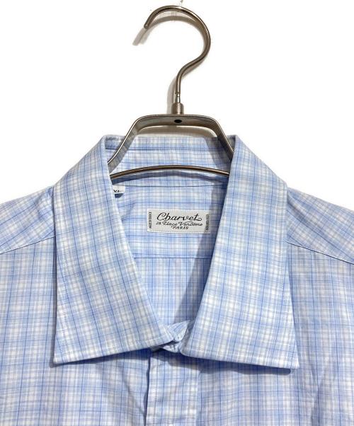Charvet（シャルベ）Charvet (シャルベ) チェックシャツ/Check Shirt ブルー×ホワイト サイズ:XL (17・1/2)の古着・服飾アイテム