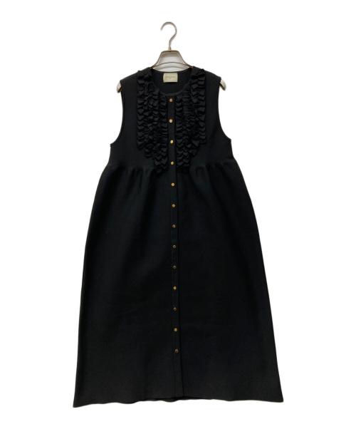 UNITED ARROWS（ユナイテッドアローズ）UNITED ARROWS (ユナイテッドアローズ) P フリル ノースリーブ ワンピース ブラック サイズ:記載無し（実寸サイズをご確認ください）の古着・服飾アイテム