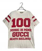 GUCCIグッチ）の古着「100周年 MUSIC IS MINE ロゴ Tシャツ」｜ホワイト