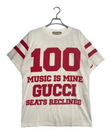GUCCI（グッチ）の古着「100周年 MUSIC IS MINE ロゴ Tシャツ」｜ホワイト