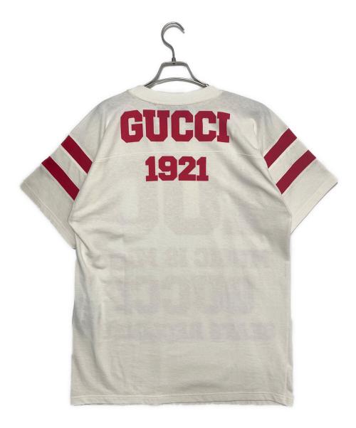 GUCCI（グッチ）GUCCI (グッチ) 100周年 MUSIC IS MINE ロゴ Tシャツ ホワイト サイズ:XSの古着・服飾アイテム