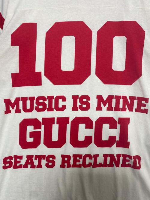 GUCCI（グッチ）GUCCI (グッチ) 100周年 MUSIC IS MINE ロゴ Tシャツ ホワイト サイズ:XSの古着・服飾アイテム