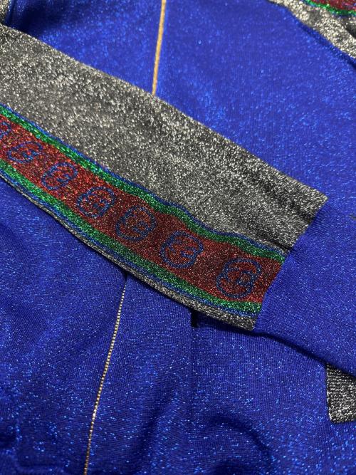 GUCCI（グッチ）GUCCI (グッチ) GGラインウールラメボンバージャケット メタリックブルー サイズ:Sの古着・服飾アイテム
