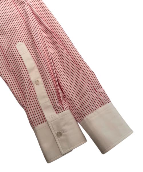 GUCCI（グッチ）GUCCI (グッチ) Cotton Fil Coupé Shirt コットン フィルクーペ シャツ/826759 Z7ASD ホワイト×レッド サイズ:42の古着・服飾アイテム