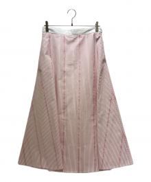 GUCCI（グッチ）の古着「Cotton Fil Coupé Midi Skirt/コットン フィルクーペ ミディ スカート」｜レッド×ホワイト