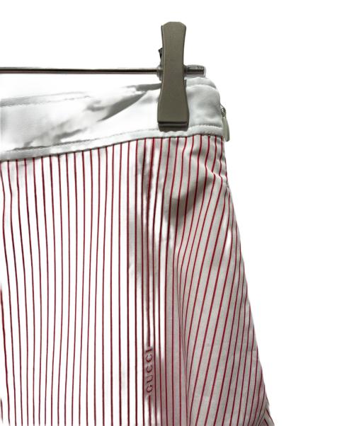 GUCCI（グッチ）GUCCI (グッチ) Cotton Fil Coupé Midi Skirt/コットン フィルクーペ ミディ スカート レッド×ホワイト サイズ:42の古着・服飾アイテム
