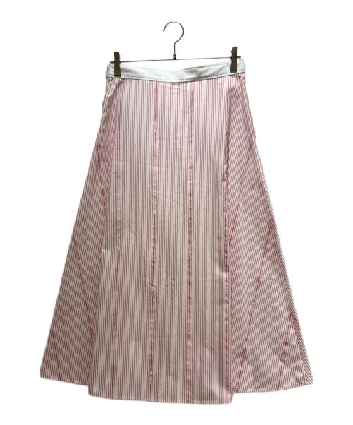 GUCCI（グッチ）GUCCI (グッチ) Cotton Fil Coupé Midi Skirt/コットン フィルクーペ ミディ スカート レッド×ホワイト サイズ:42の古着・服飾アイテム