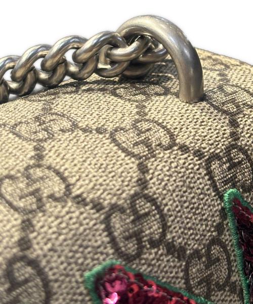 GUCCI（グッチ）GUCCI (グッチ) Dionysus Shoulder Bag GG Supreme Modern Medium / ディオニュソス フローラルバッグ ベージュ/グリーン サイズ:Medium/ミディアムの古着・服飾アイテム