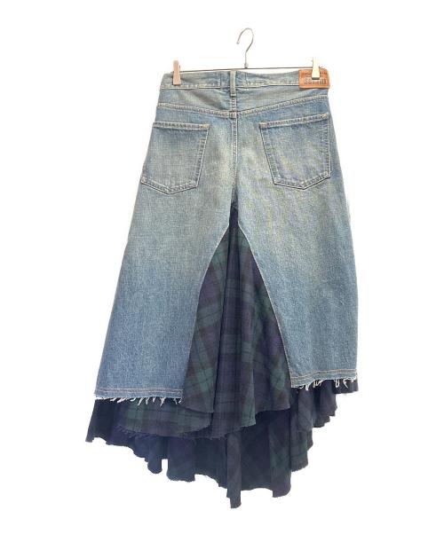 JUNYA WATANABE COMME des GARCONS（(ジュンヤワタナベ コムデギャルソン）JUNYA WATANABE COMME des GARCONS ((ジュンヤワタナベ コムデギャルソン) チェック切替再構築デニムスカート インディゴ サイズ:Sの古着・服飾アイテム