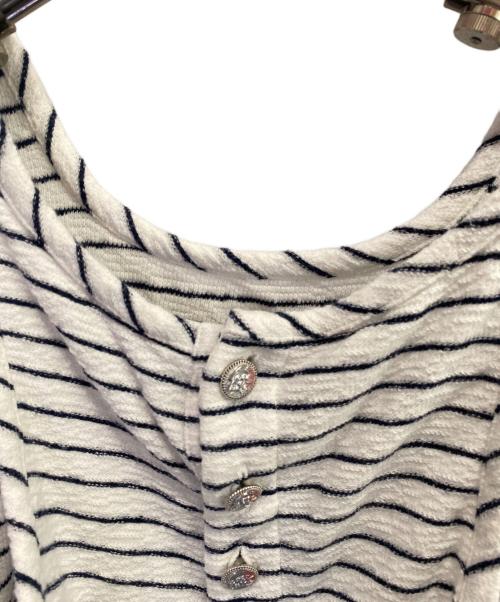 CHANEL（シャネル）CHANEL (シャネル) ココマークボタンボーダータンクトップ ホワイト×ブラック サイズ:36の古着・服飾アイテム