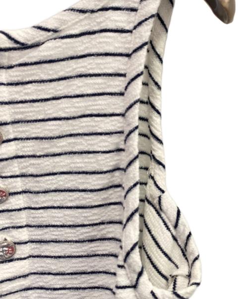 CHANEL（シャネル）CHANEL (シャネル) ココマークボタンボーダータンクトップ ホワイト×ブラック サイズ:36の古着・服飾アイテム
