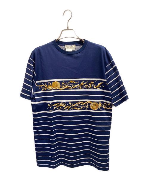 GUCCI（グッチ）GUCCI (グッチ) ボーダーTシャツ ネイビー サイズ:Mの古着・服飾アイテム