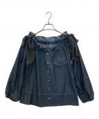 HER LIP TOハーリップトゥ）の古着「Side-Ribbon Denim Top」｜インディゴ