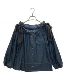 HER LIP TO（ハーリップトゥ）の古着「Side-Ribbon Denim Top」｜インディゴ