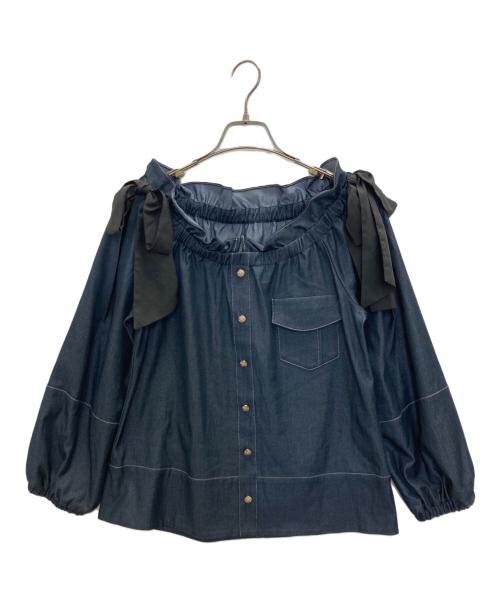 HER LIP TO（ハーリップトゥ）Her lip to (ハーリップトゥ) Side-Ribbon Denim Top インディゴ サイズ:Mの古着・服飾アイテム