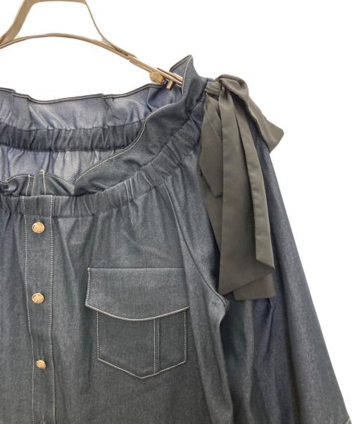 HER LIP TO（ハーリップトゥ）Her lip to (ハーリップトゥ) Side-Ribbon Denim Top インディゴ サイズ:Mの古着・服飾アイテム