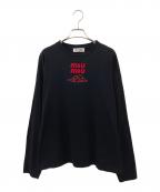 MIU MIUミュウミュウ）の古着「ロゴ刺繍Tシャツ」｜ブラック