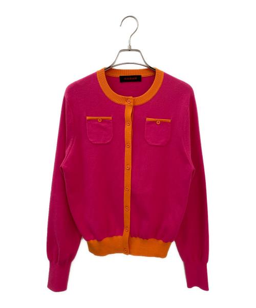 CABAN（キャバン）CABAN (キャバン) コットンカシミヤ バイカラークルーネックカーディガン ピンク×オレンジ サイズ:Freeの古着・服飾アイテム