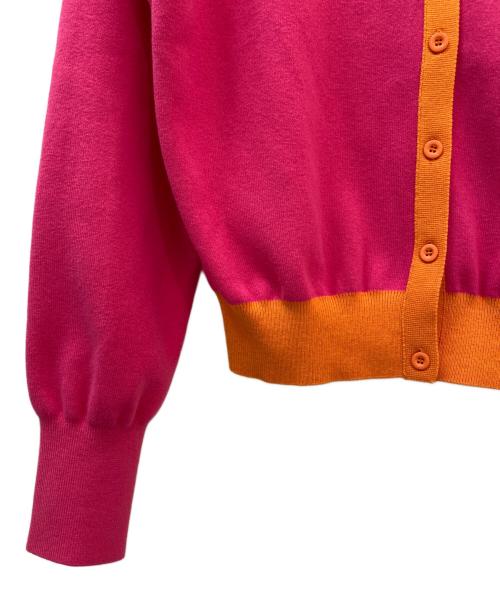 CABAN（キャバン）CABAN (キャバン) コットンカシミヤ バイカラークルーネックカーディガン ピンク×オレンジ サイズ:Freeの古着・服飾アイテム