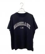 MM6 Maison Margielaエムエムシックスメゾンマルジェラ）の古着「バーシティプリントTシャツ」｜ブラック