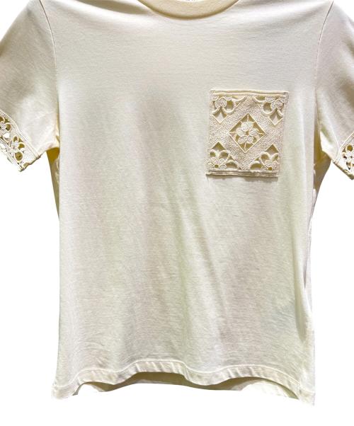 MONCLER（モンクレール）MONCLER (モンクレール) マクラメ編みポケットTシャツ ベージュ サイズ:XSの古着・服飾アイテム