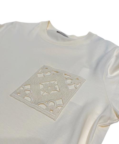 MONCLER（モンクレール）MONCLER (モンクレール) マクラメ編みポケットTシャツ ベージュ サイズ:XSの古着・服飾アイテム